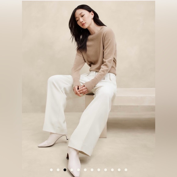 Banana Republic Ivory Pleated Pants size 6 - Picture 3 of 4